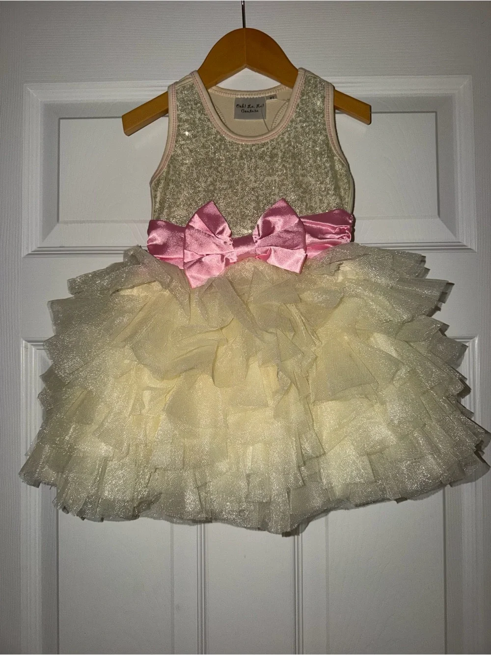 Ooh! La, La! Couture NWT 2T Wow Dream Dress Champagne Gold Sequin Pettidress